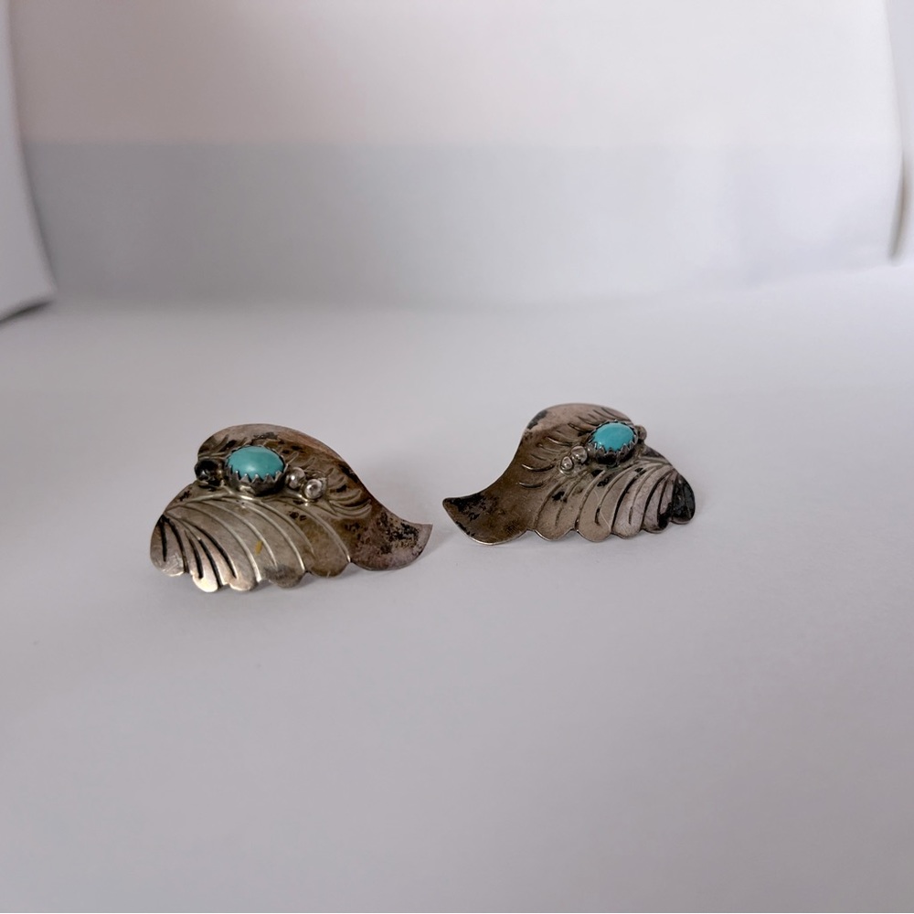 Handmade sterling silver and turquoise earrings